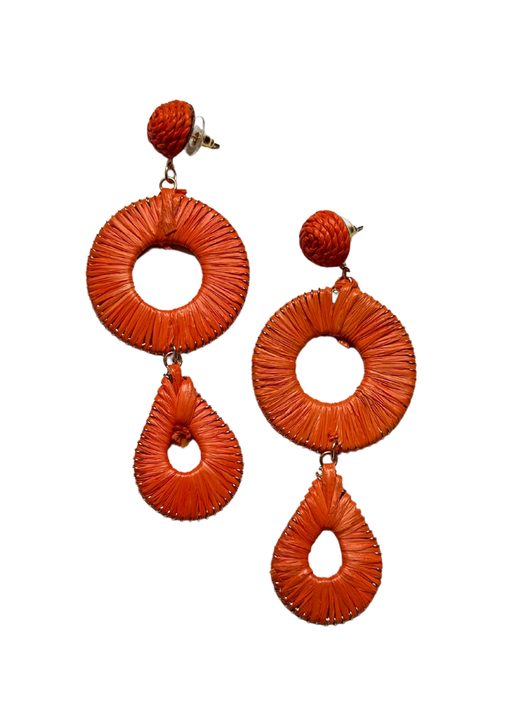 Alani Raffia Drop-Orange-Hand In Pocket