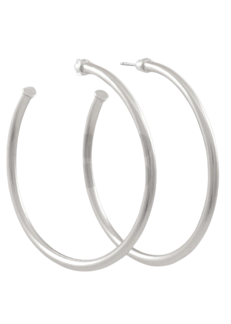 Emma Skinny Hoops-Silver-Hand In Pocket