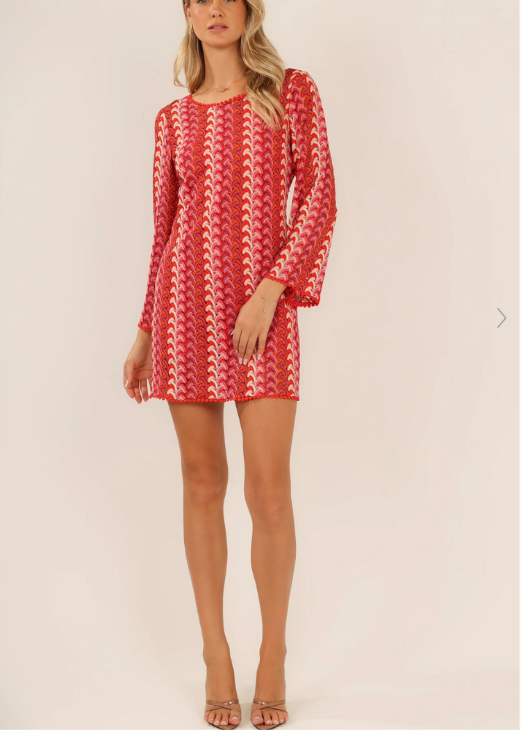 BTB Lagos Mini Dress- Red Multi-Hand In Pocket