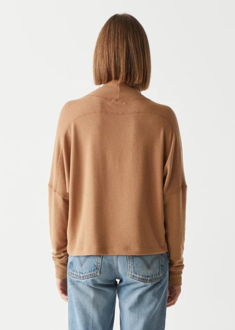 Frida Mock Neck Top - Camel-Hand In Pocket