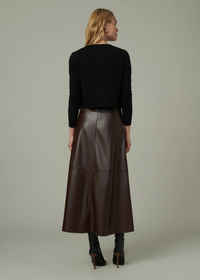 Joe's Jeans - The Tavi Leather Skirt-Coffee Bean-Hand In Pocket