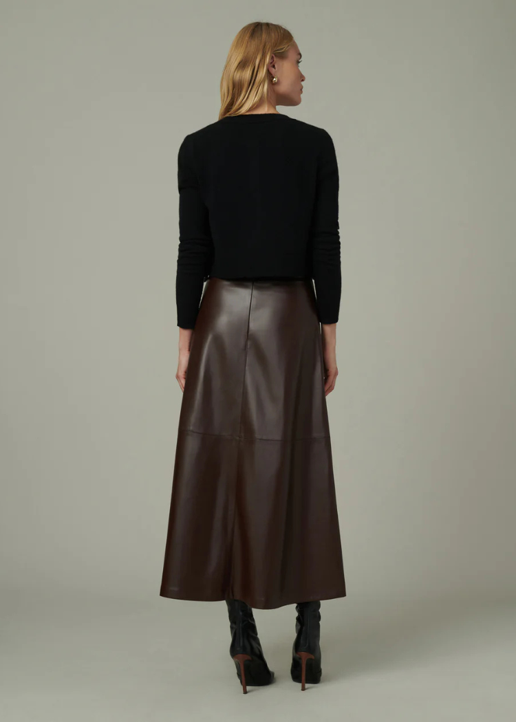 Joe's Jeans - The Tavi Leather Skirt-Coffee Bean-Hand In Pocket