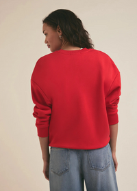 Favorite Daughter Collegiate Sweatshirt- Haute Rouge-Hand In Pocket