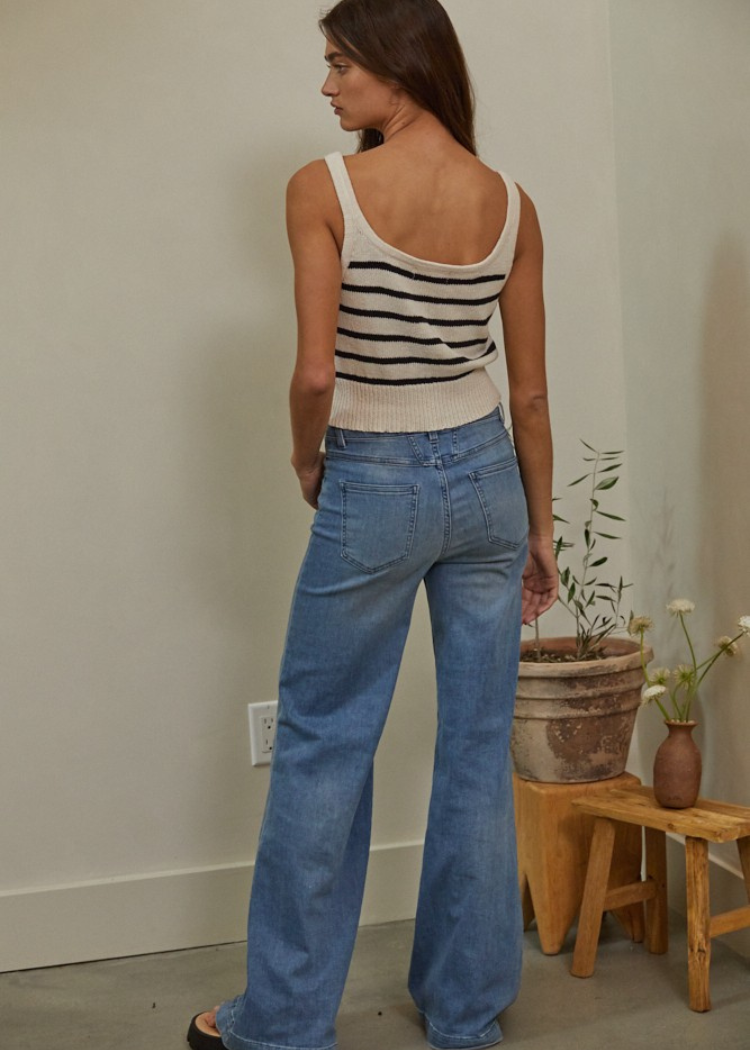 Stella Stripe Top Tank-Hand In Pocket