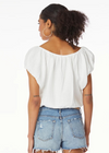 Bobi Boat Neck Front Shirred Top-White***FINAL SALE***-Hand In Pocket