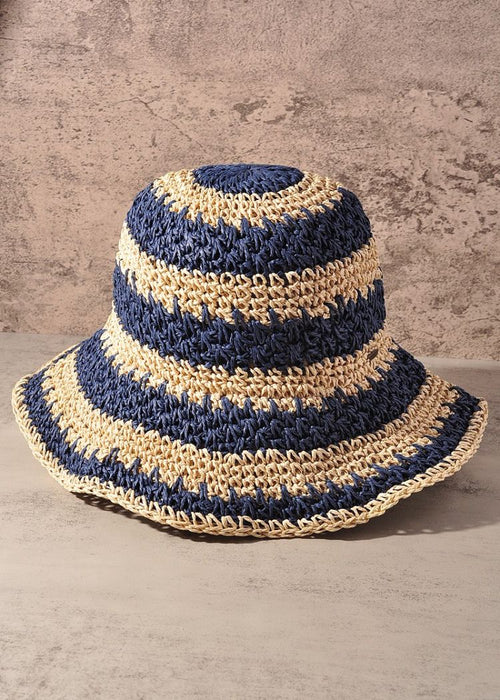 Alina Hand Crochet Bucket Hat - Navy-Hand In Pocket
