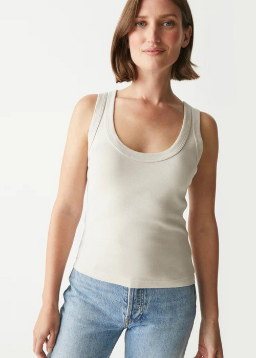 Michael Stars Elodie Crop Scoop Neck Tank-Cement-Hand In Pocket