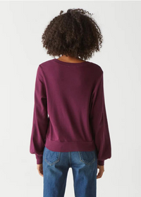 Mac Puff Sleeve Crew Neck - Plum ***FINAL SALE***-Hand In Pocket