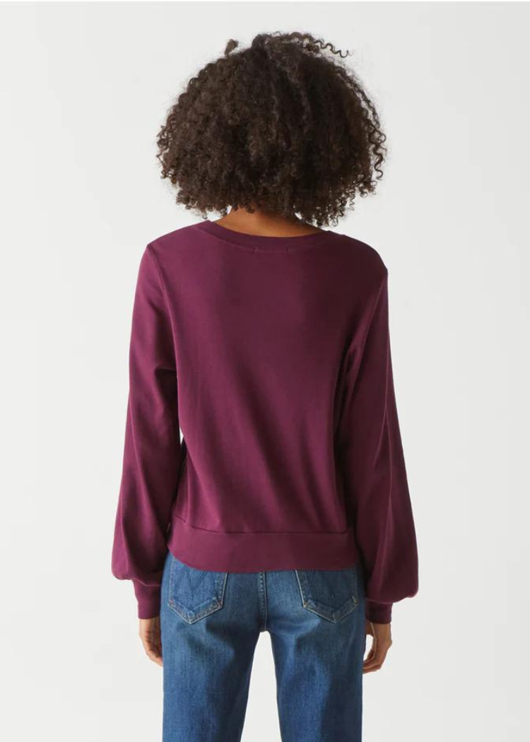 Mac Puff Sleeve Crew Neck - Plum ***FINAL SALE***-Hand In Pocket