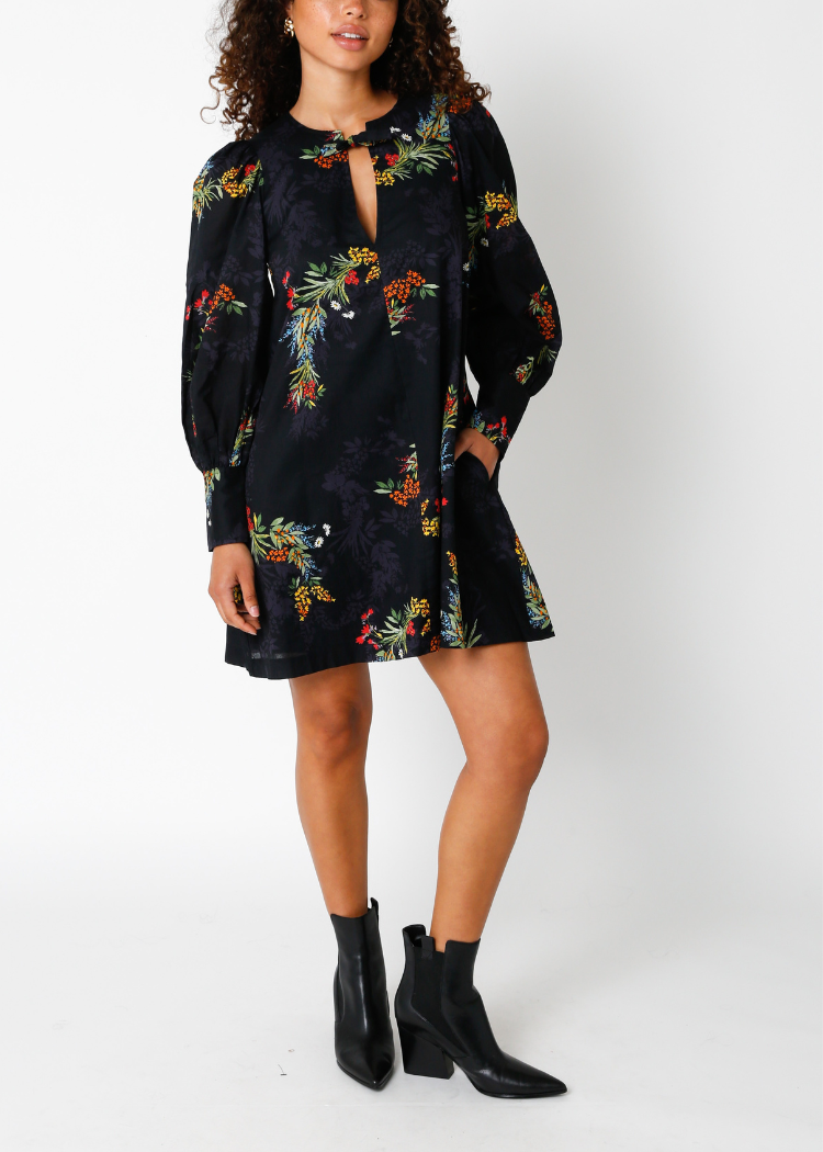 Kate Long Sleeve Babydoll Dress-Black ***FINAL SALE***-Hand In Pocket