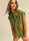 Molli Washed Utility Vest-Hand In Pocket
