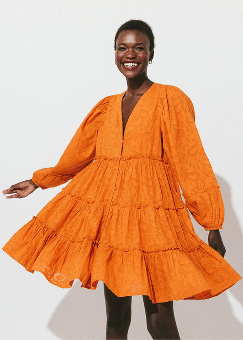 Cleobella Blythe Mini Dress - Bright Orange-Hand In Pocket