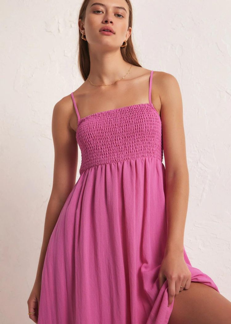 Z Supply Beachside Midi Dress - Heartbreaker Pink-Hand In Pocket
