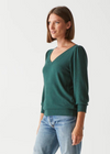 Michael Stars Gabriella V-Neck Top - Ivy-Hand In Pocket