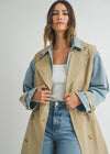 Adeline Layered Look Trench Coat Trench Coat-Hand In Pocket