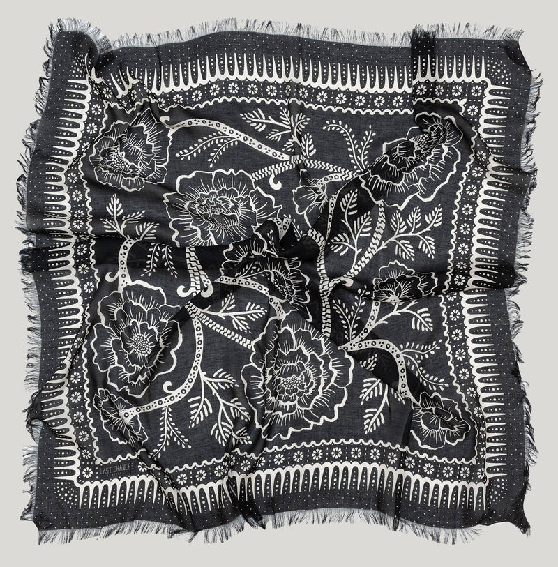 Oversize Fringe Bandana - Ramble in Black-Hand In Pocket