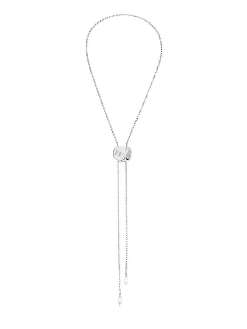 Liquid Luxe Bolo Necklace: Silver Plated / One Size-Hand In Pocket