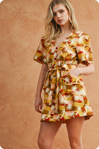 Sunburst Belted Mini Dress - Multi-Hand In Pocket