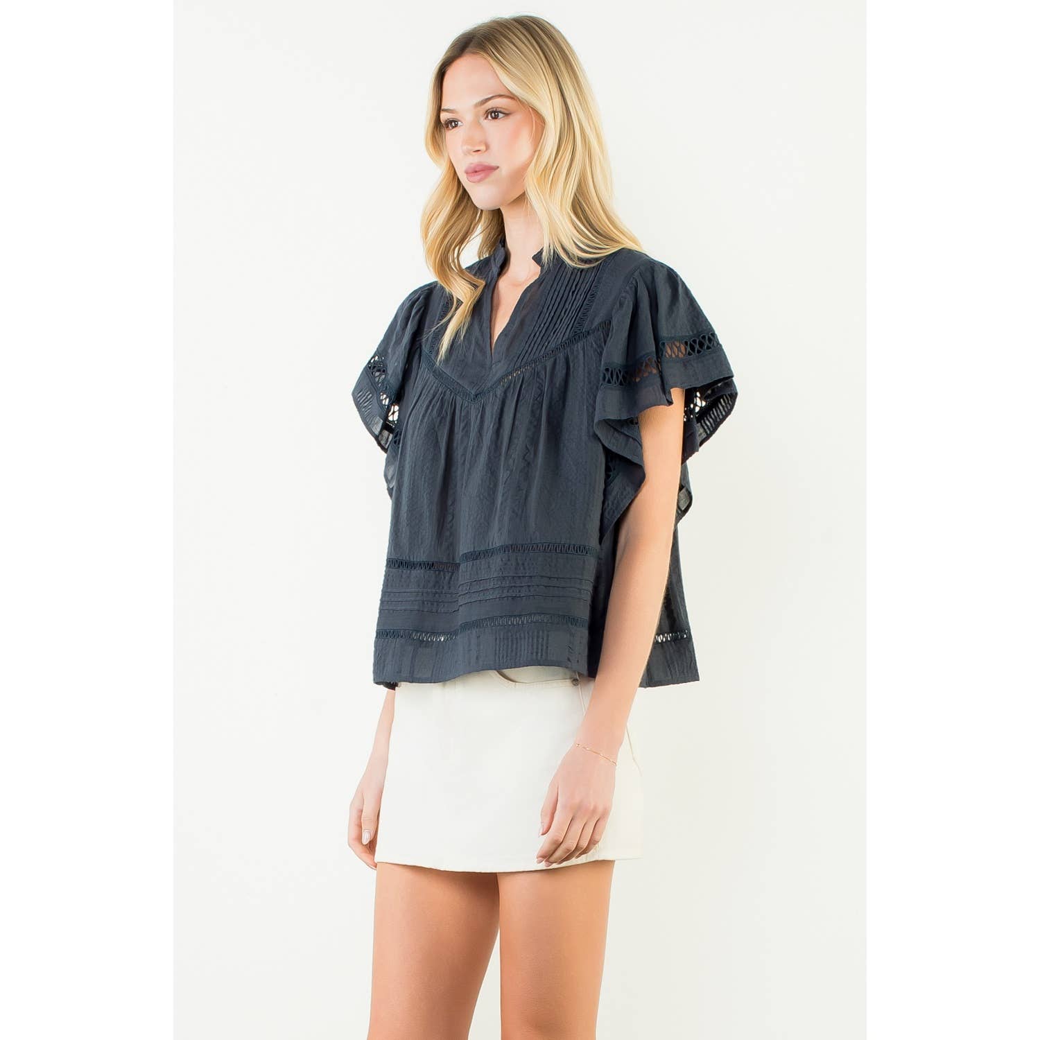THML Florence Top - Navy-Hand In Pocket