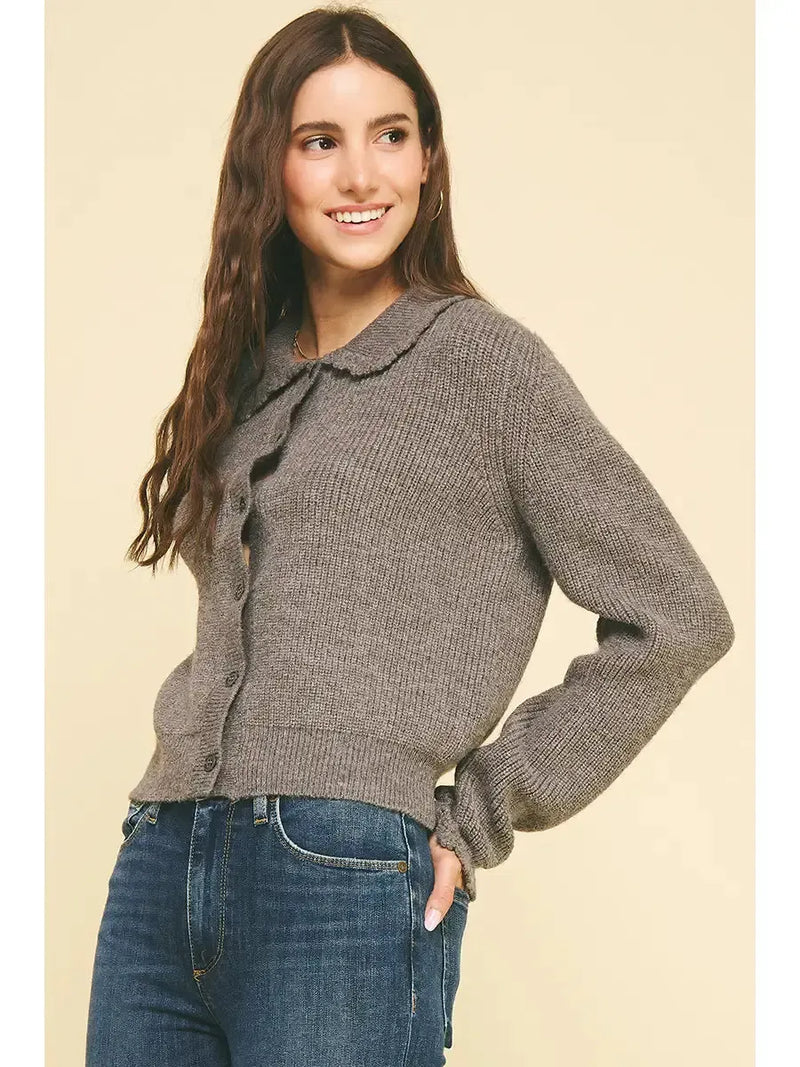 Bettina Cardigan- Heather Grey-Hand In Pocket
