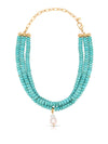 Marina Layers Turquoise Necklace: Turquoise and Freshwater Pearl / One Size-Hand In Pocket