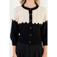 THML Corinne Contrast Yoke Knit Cardigan - Black-Hand In Pocket