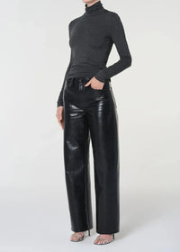 Agolde Pascale Turtleneck - Charcoal Heather-Hand In Pocket