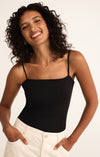 Z Supply Lane Luxe Bodysuit- Black-Hand In Pocket