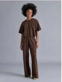 Steve Madden Kori Sweater Pant- Dark Espresso-Hand In Pocket