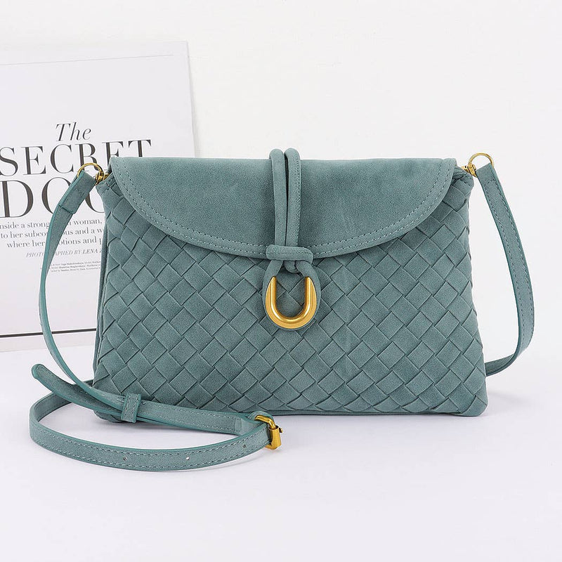 Boston Suede Crossbody bag: Teal Blue-Hand In Pocket