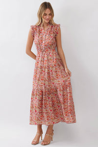 Eden Tiered Maxi Dress - Red Multi