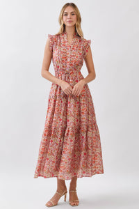 Eden Tiered Maxi Dress - Red Multi