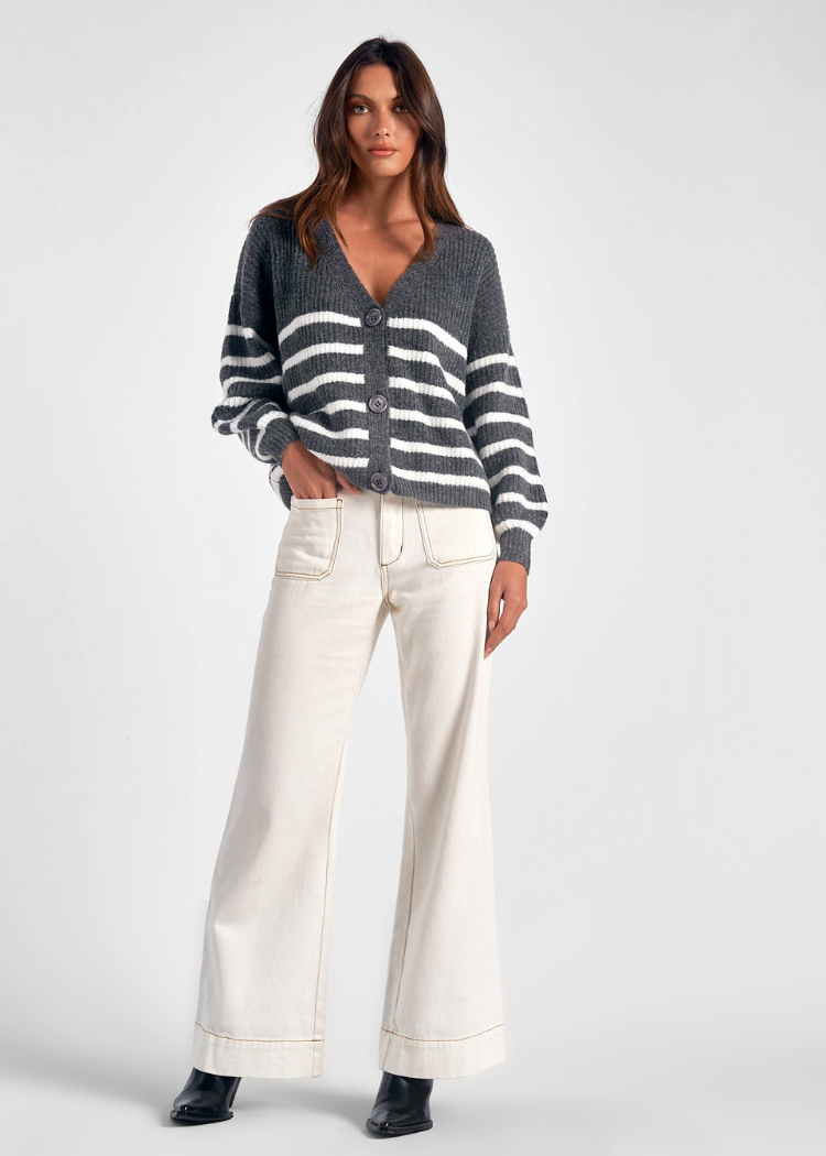 Haven Cardigan - Gunmetal Gray-Hand In Pocket
