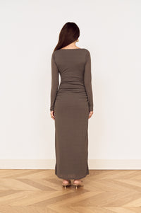 MINKPINK Lunar Tie Detail Midi Dress - Charcoal-Hand In Pocket