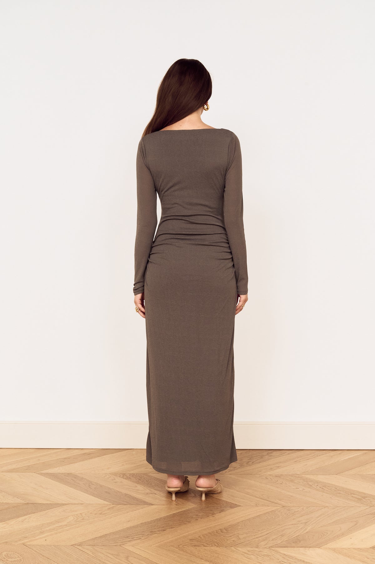 MINKPINK Lunar Tie Detail Midi Dress - Charcoal-Hand In Pocket