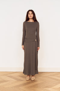 MINKPINK Lunar Tie Detail Midi Dress - Charcoal-Hand In Pocket