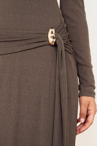 MINKPINK Lunar Tie Detail Midi Dress - Charcoal-Hand In Pocket