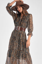 Elan Paisley Midi Dress-Hand In Pocket