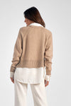 Elan Charlie Layered Sweater - Taupe-Hand In Pocket