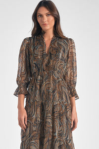 Elan Paisley Midi Dress-Hand In Pocket