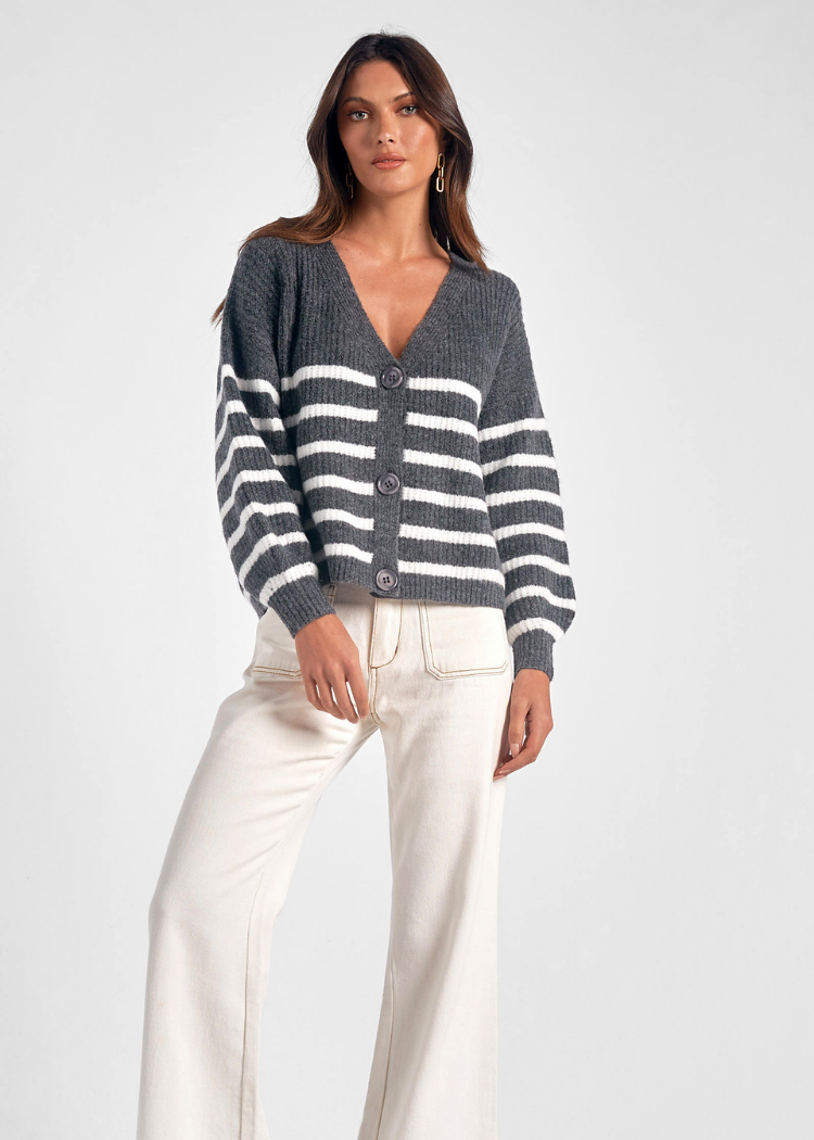 Haven Cardigan - Gunmetal Gray-Hand In Pocket