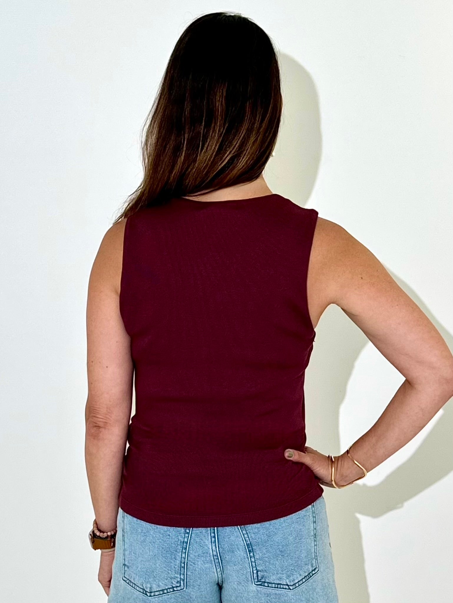 Michael Stars Maribel Square Neck Tank - Port Royale-Hand In Pocket