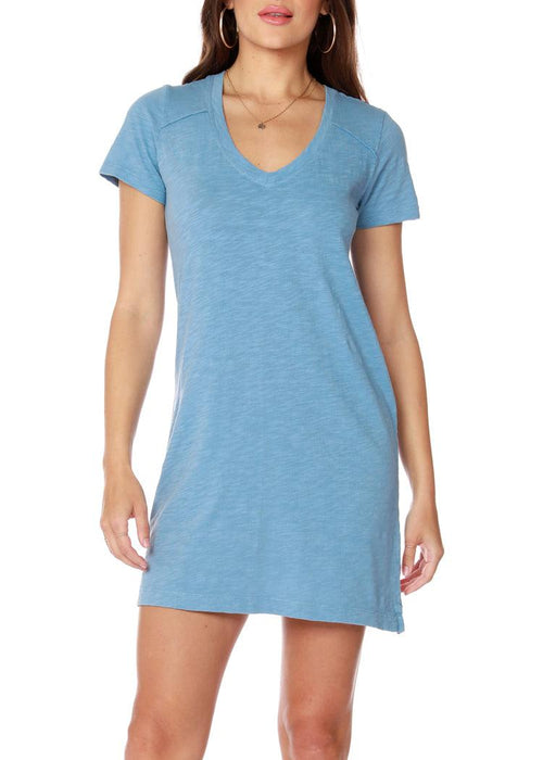 Bobi V-Neck T-Shirt Dress-Mykonos ***FINAL SALE***-Hand In Pocket