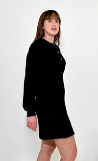 Bobi Henley LS Raglan Dress - Black-Hand In Pocket