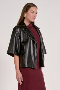 Elan Taylor Vegan Leather Jacket - Black-Hand In Pocket