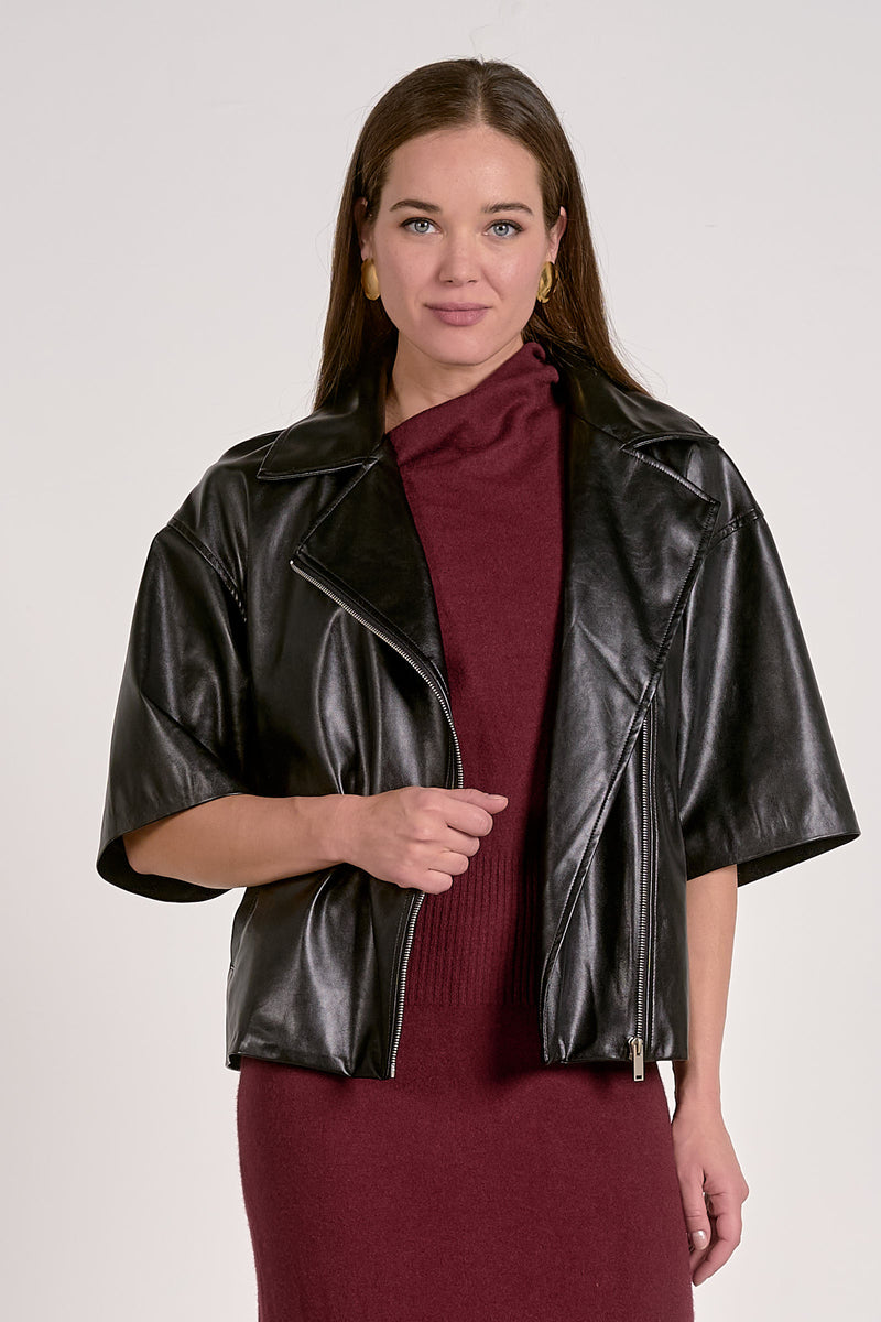 Elan Taylor Vegan Leather Jacket - Black-Hand In Pocket