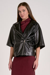 Elan Taylor Vegan Leather Jacket - Black-Hand In Pocket