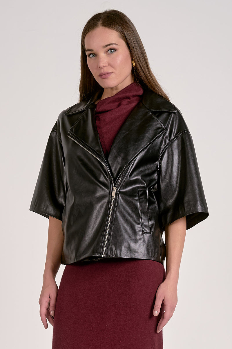 Elan Taylor Vegan Leather Jacket - Black-Hand In Pocket