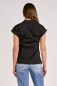 Elan Elsie Tie Front Top - Black-Hand In Pocket
