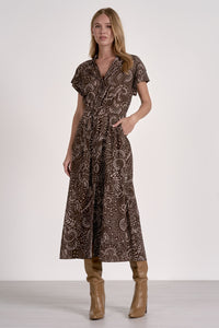 Elan Blakey Maxi Dress- Brown Nazca-Hand In Pocket